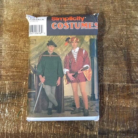 Simplicity Other - Simplicity Sewing Pattern 7761 Mens Renaissance Costume XS-XL Tunic Cape UNCUT
